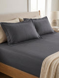 Dark Grey Bedsheet with 2 pillow covers: 300 TC cotton