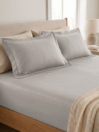 Light Grey Bedsheet with 2 pillow covers: 300 TC cotton
