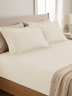 Creme Bedsheet with 2 pillow covers: 300 TC cotton