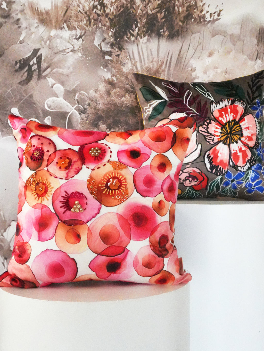 Embellished Garden Petal Mosaic Cushion