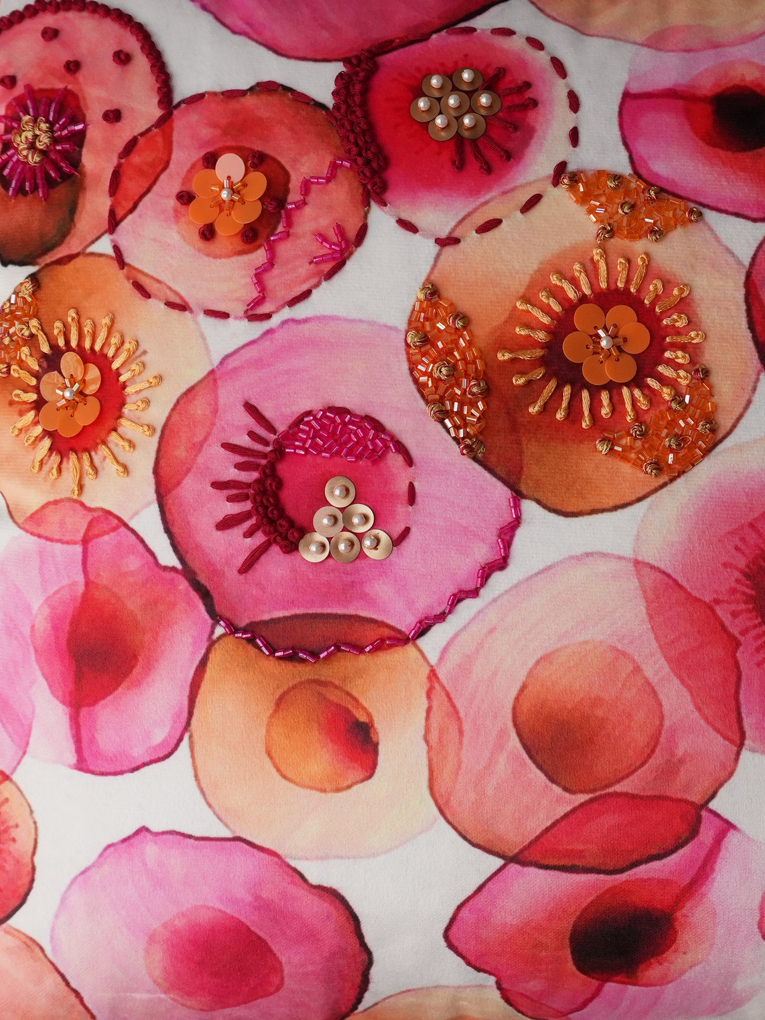 Embellished Garden Petal Mosaic Cushion