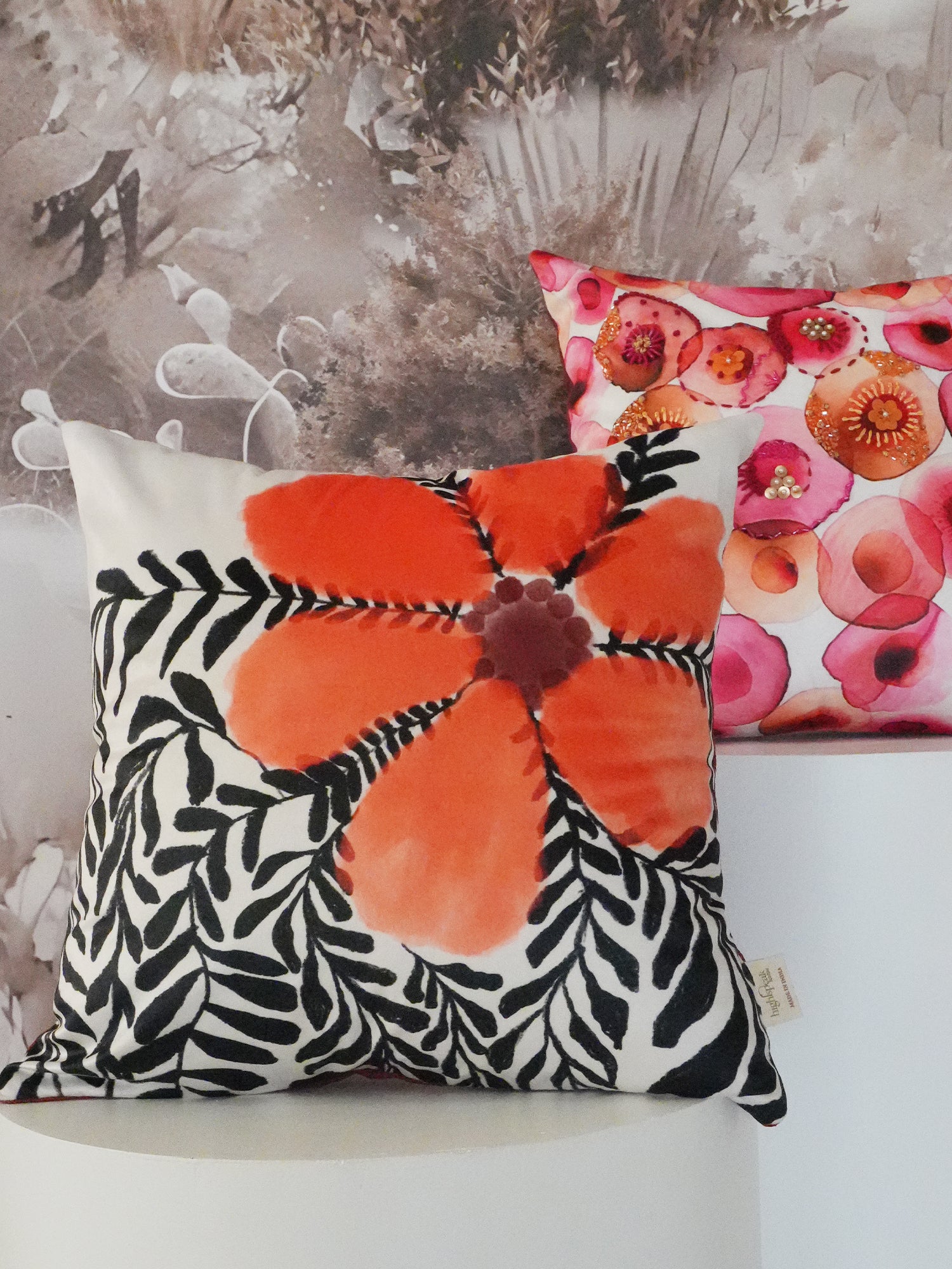 Embellished Garden Saffron Bloom Cushion