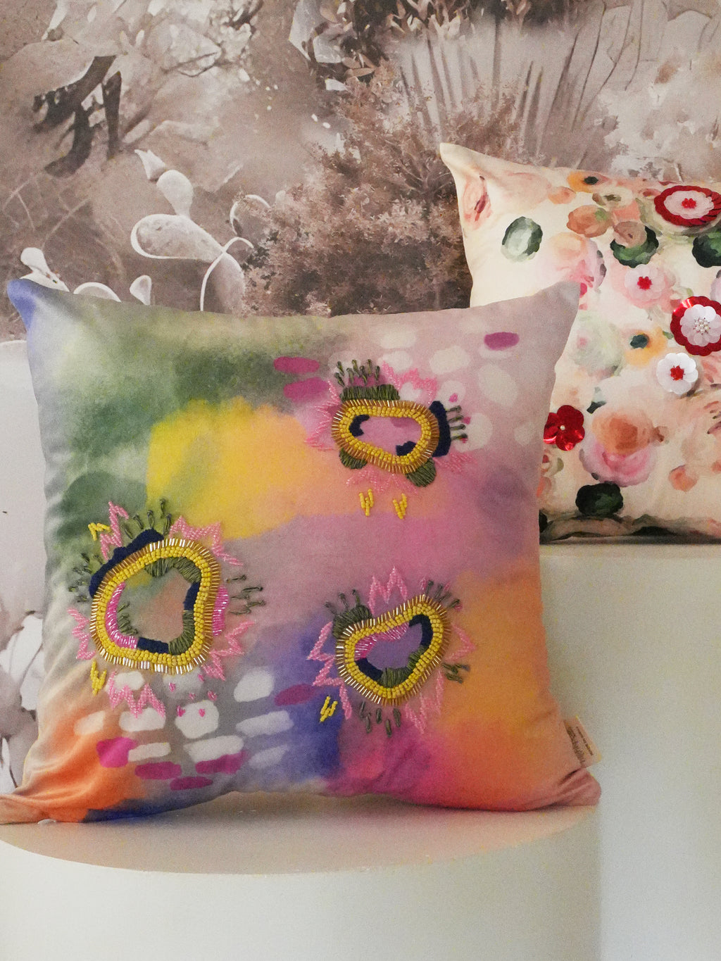 Embellished Garden Rang Talaab Cushion