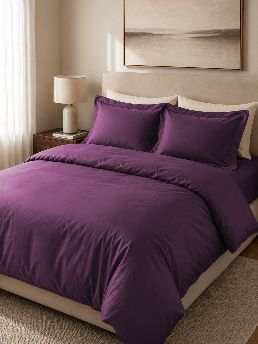 Plum Duvet Cover with 2 pillow covers:300 TC cotton