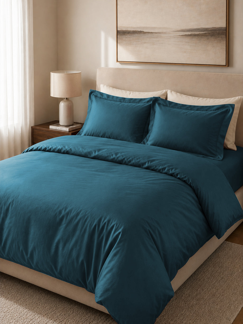 Dark Teal Duvet Cover with 2 pillow covers:300 TC cotton