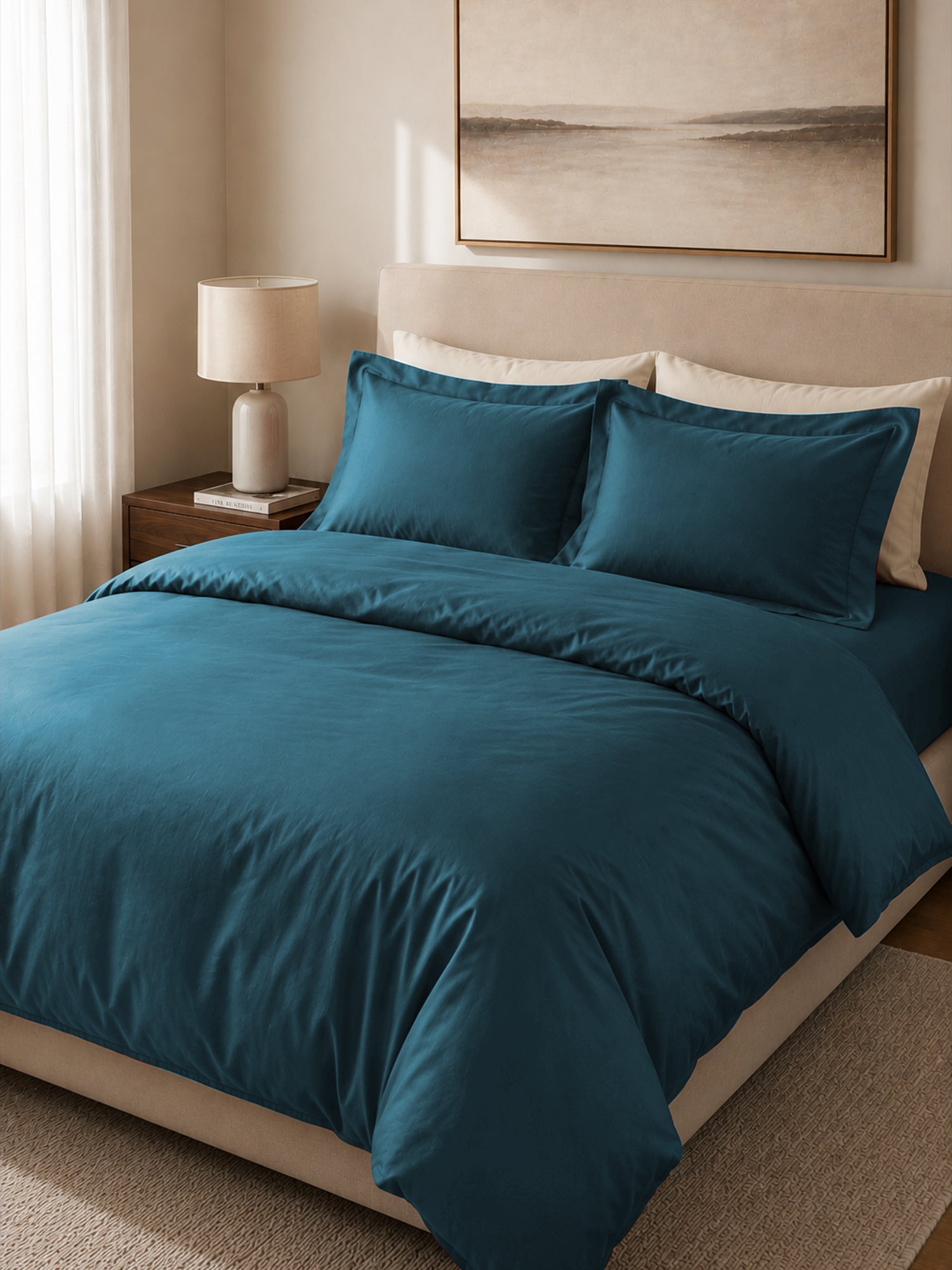 Dark Teal Duvet Cover with 2 pillow covers:300 TC cotton