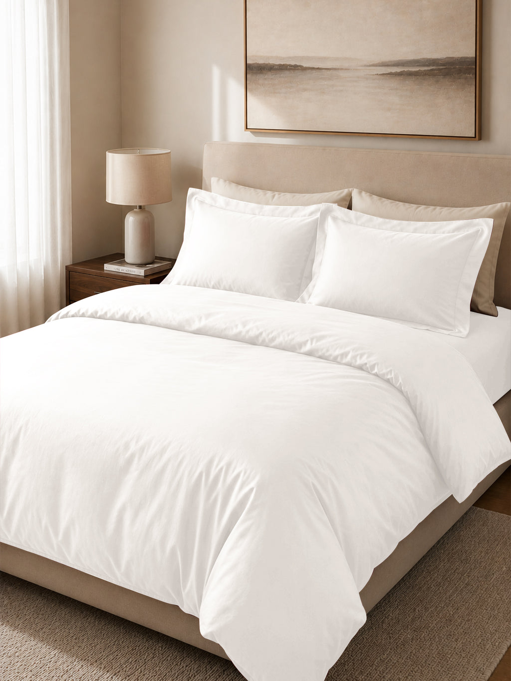 White Duvet Cover with 2 pillow covers:300 TC cotton