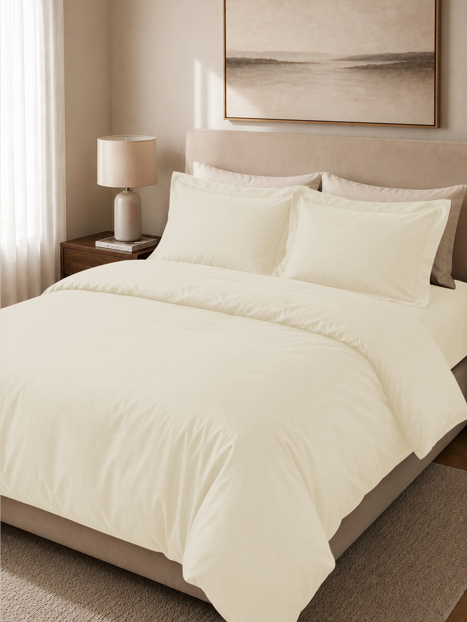 Creme Duvet Cover with 2 pillow covers:300 TC cotton