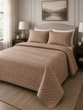 Serene Chevron AC Quilt Set- Beige