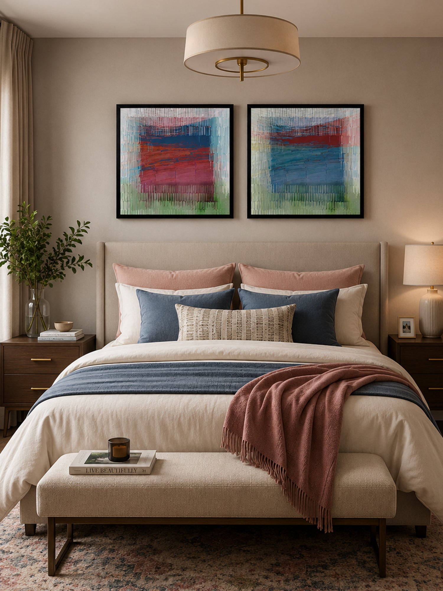 Crimson Horizon Wall Art Cluster