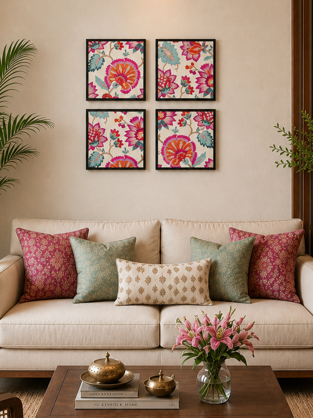 Gulabi Phool Wall Art Cluster